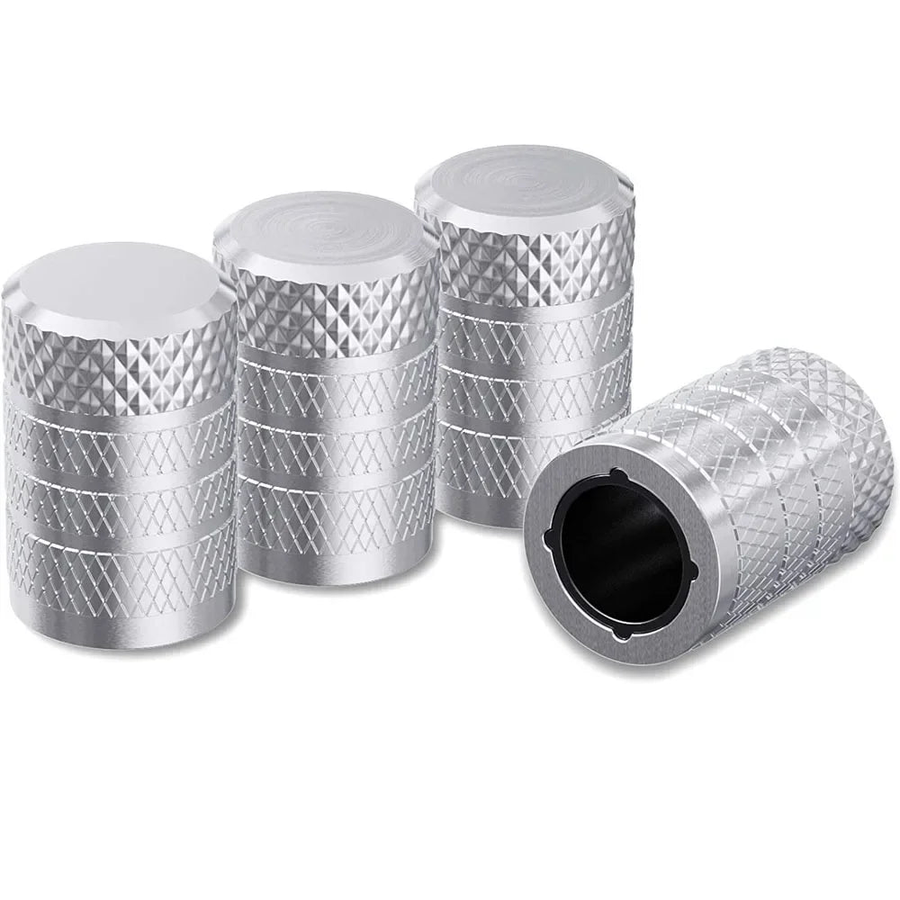 Tire Valve Stem Caps 4pcs Aluminum Tire Valve Cap Set Corrosion Resistant Stem Covers for Cars Trucks Motorcycles SUVs and Bikes Oasis Select Silver