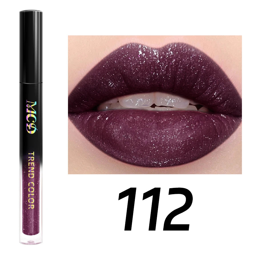 MCD 15-Shade Glitter Lip Gloss | Pearl Shimmer Liquid Lipstick
