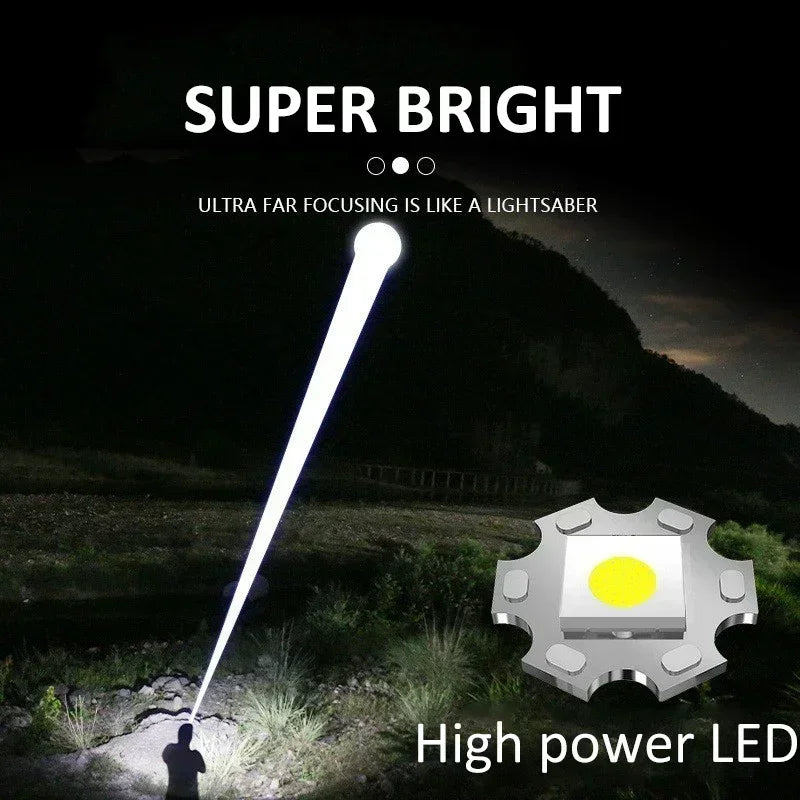 High Strong Power Led Flashlights USB Rechargeable Tactical Light Emergency Spotlights Telescopic Jetbeam Built-in Battery Torch Oasis Select