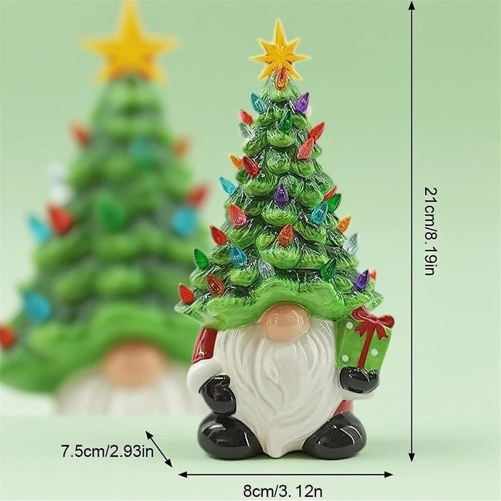 LED Lighted Gnome Christmas Ornament | Resin Tabletop Decor