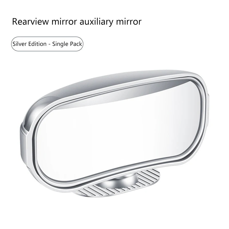 1PC Car Mirror Auxiliary Rear View Mirror Wide Angle Side Rear Mirrors Reverse Blind Spot 360° Adjustable Car Accessories Oasis Select Silver