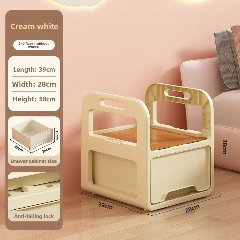 Multi-functional Drawer storage cabinet household living room snacks toys plastic storage box Oasis Select White 28-2A
