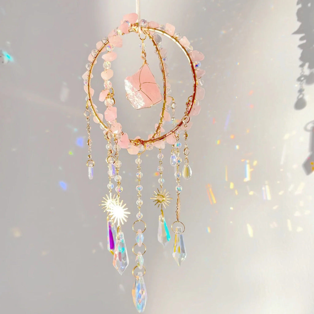 Natural Gravel Sun Catcher Raw Stone Winding Spherical Crafts Rainbow Hanging Gift Powder Crystal Wind Chimes Oasis Select F