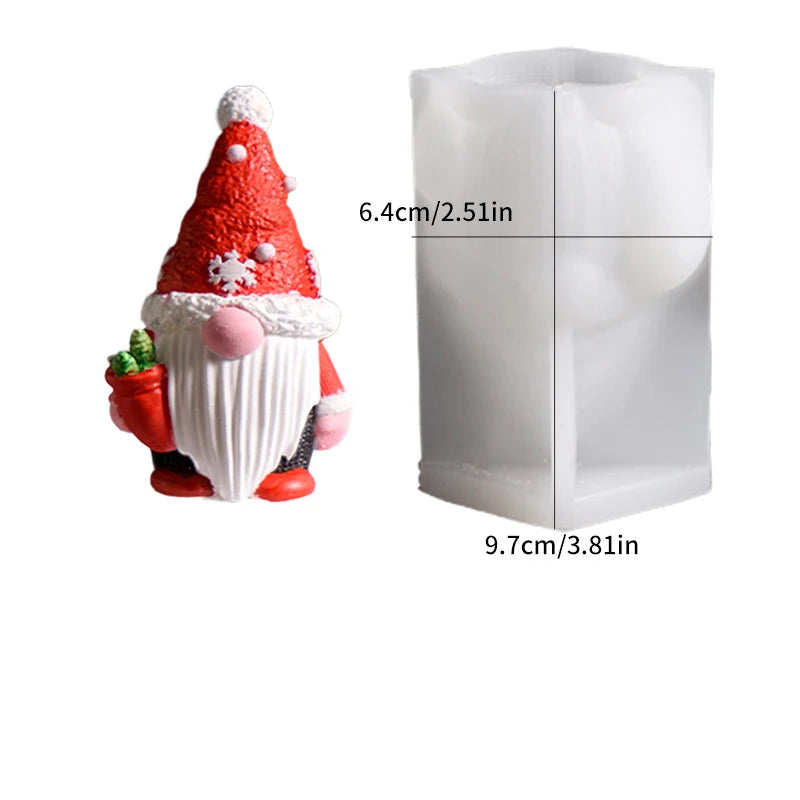 Christmas Gnome Mold Christmas Gnome Figurine Handmade Ornament Santa Claus Candle Silicone Mold Oasis Select A