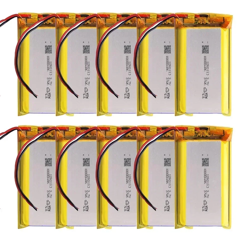 Rechargeable Batteries 3.7V 10000mAh 1260110 Li-polymer Battery Lithium Polymer for Toy Power Bank GPS Laptop Camping Lights Diy Oasis Select 10Battery