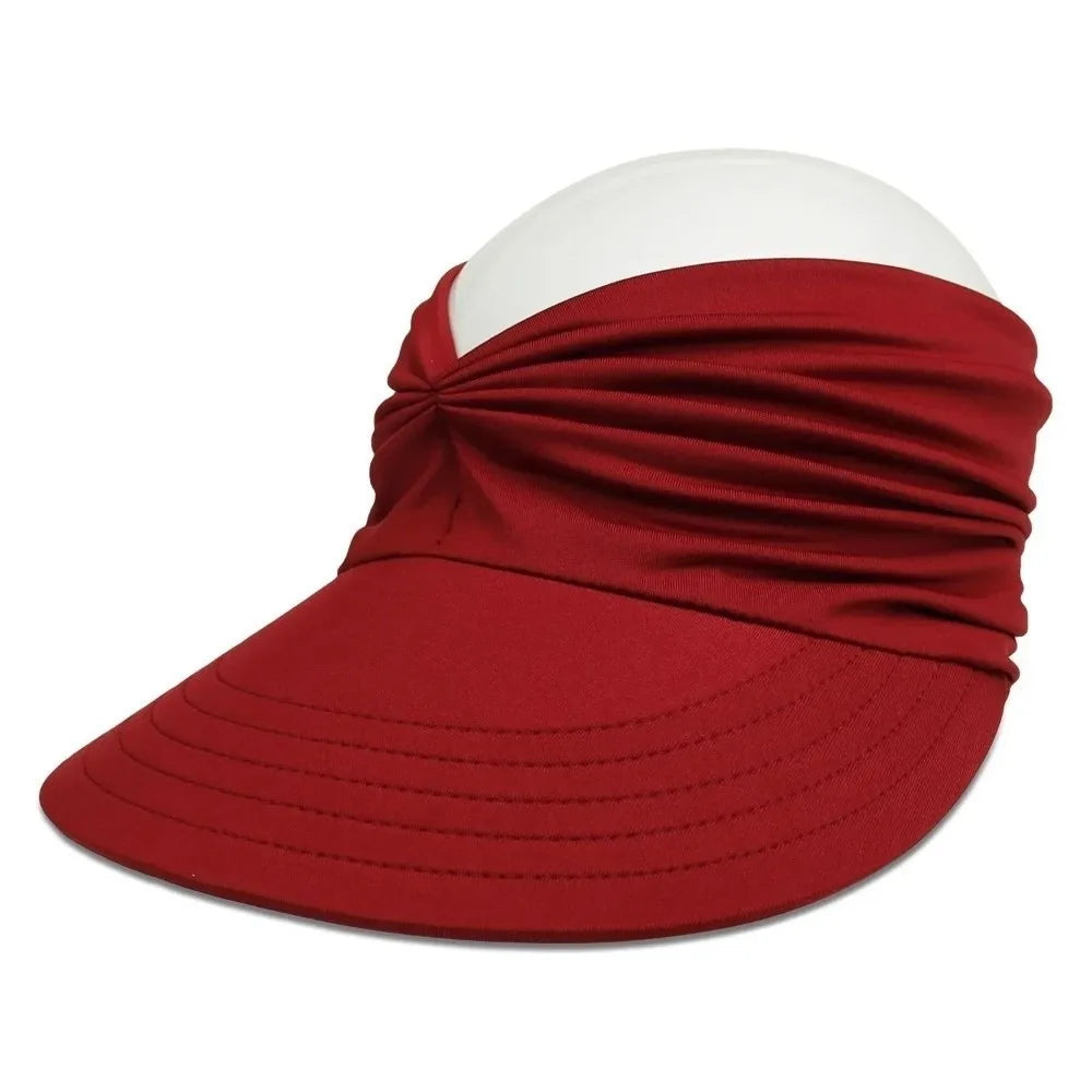 Empty Top Women Beach Sun Hat Wide Brim Double-Sided Sun-Protection Cap Flexible Anti-UV Outdoor Sports Hat Outdoor Sport Oasis Select Red