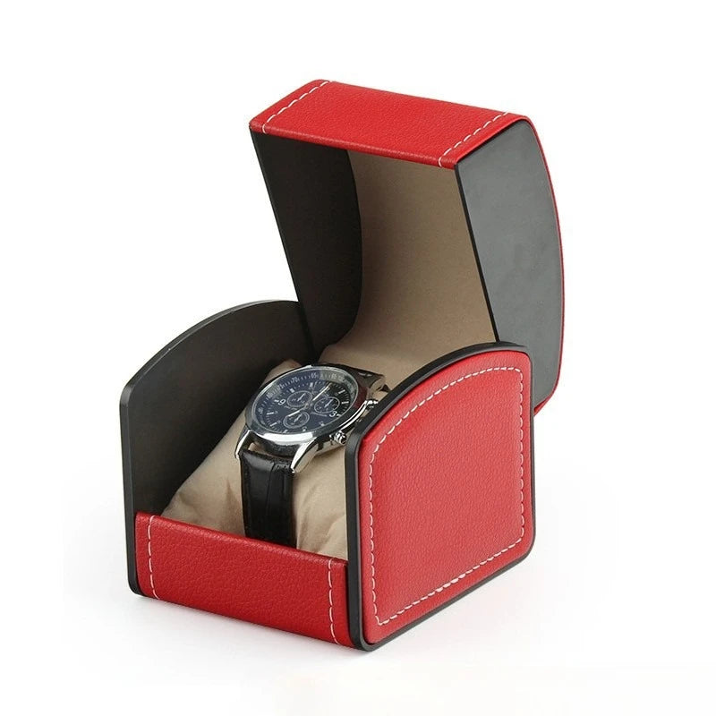 PU Leather Flip-top Watch Box - Luxury Storage Case for Wristwatch & Mechanical Watch, Packaging Organizer for Men Women Oasis Select Red