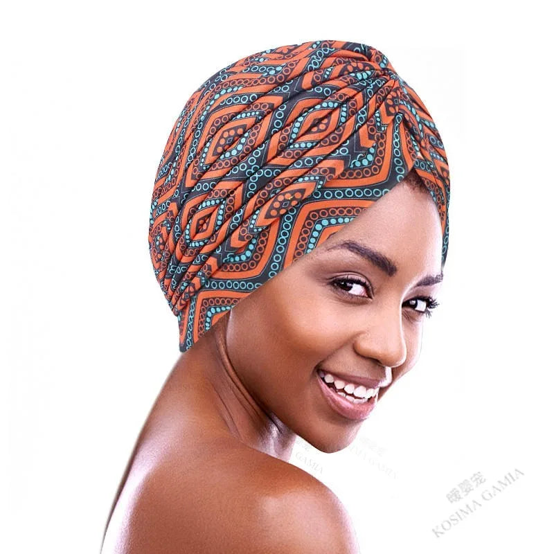 Fashion Printed Knot Turban Headwrap for Women Soft Chemo Cap Muslim Hijab Beanie Headscarf for Hair Loss and Daily Style Oasis Select