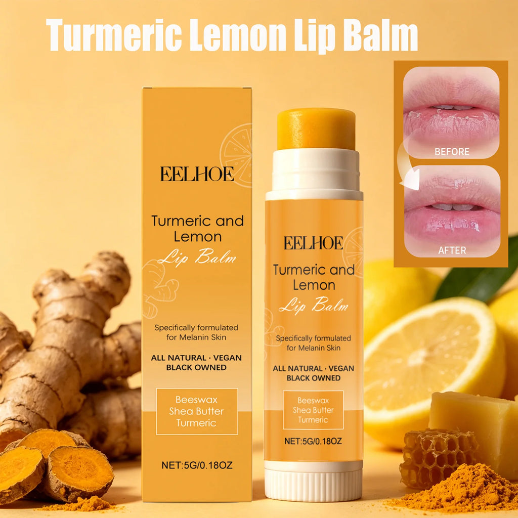 Turmeric Lemon Lip Balm Brightening Moisturizing Softens Lip Skin Protective Lip Care Cream for Dry Chapped Lips Daily Hydrating Oasis Select