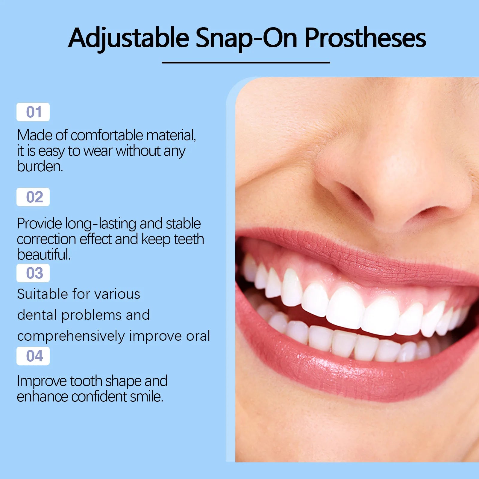 Snap-On Teeth Veneers – Adjustable Adult Fake Tooth Set Snap-On Dental Veneers Oasis Select