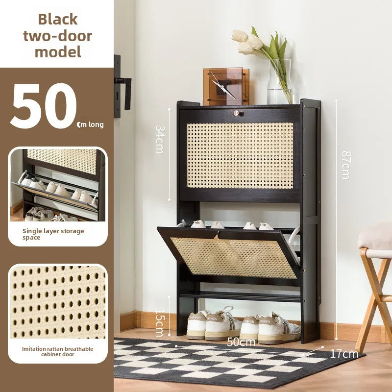 Household shoe cabinet door economical simple modern storage cabinet narrow large capacity tipping bucket small shoe rack Oasis Select Single 2-50