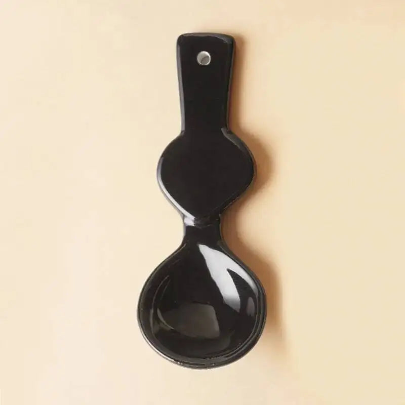 Heart Double Happiness Ceramic Spoon High Aesthetic Personality Red Pink Solid Color Dining Spoon Sweet Cake Long Handle Soup Oasis Select Black