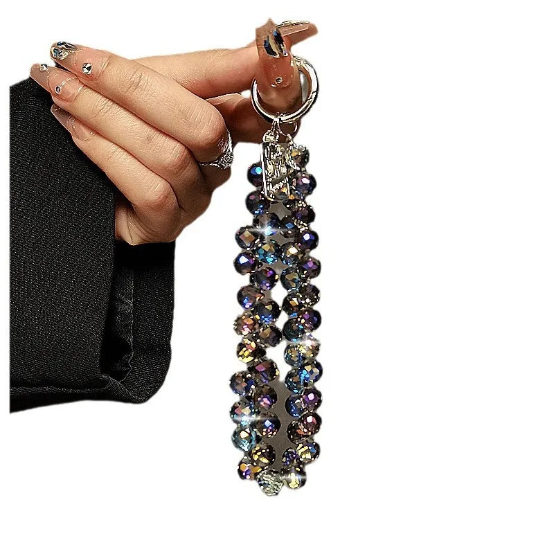 Luxury Sparkling Diamond Crystal Bead Wrist Strap Portable Chain Short Hanging Phone Charm Clip For Universal Use On Phone Cases Oasis Select