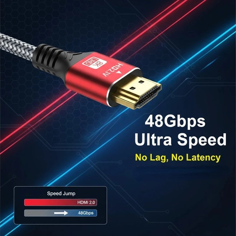48Gbps HDMI Compatible Cable 8K 60Hz 0.5m 1m 1.5m 2m HDMI Compatible 2.1 Cable 4K 120Hz HDR 3D Effect Video For HDTV PC Oasis Select