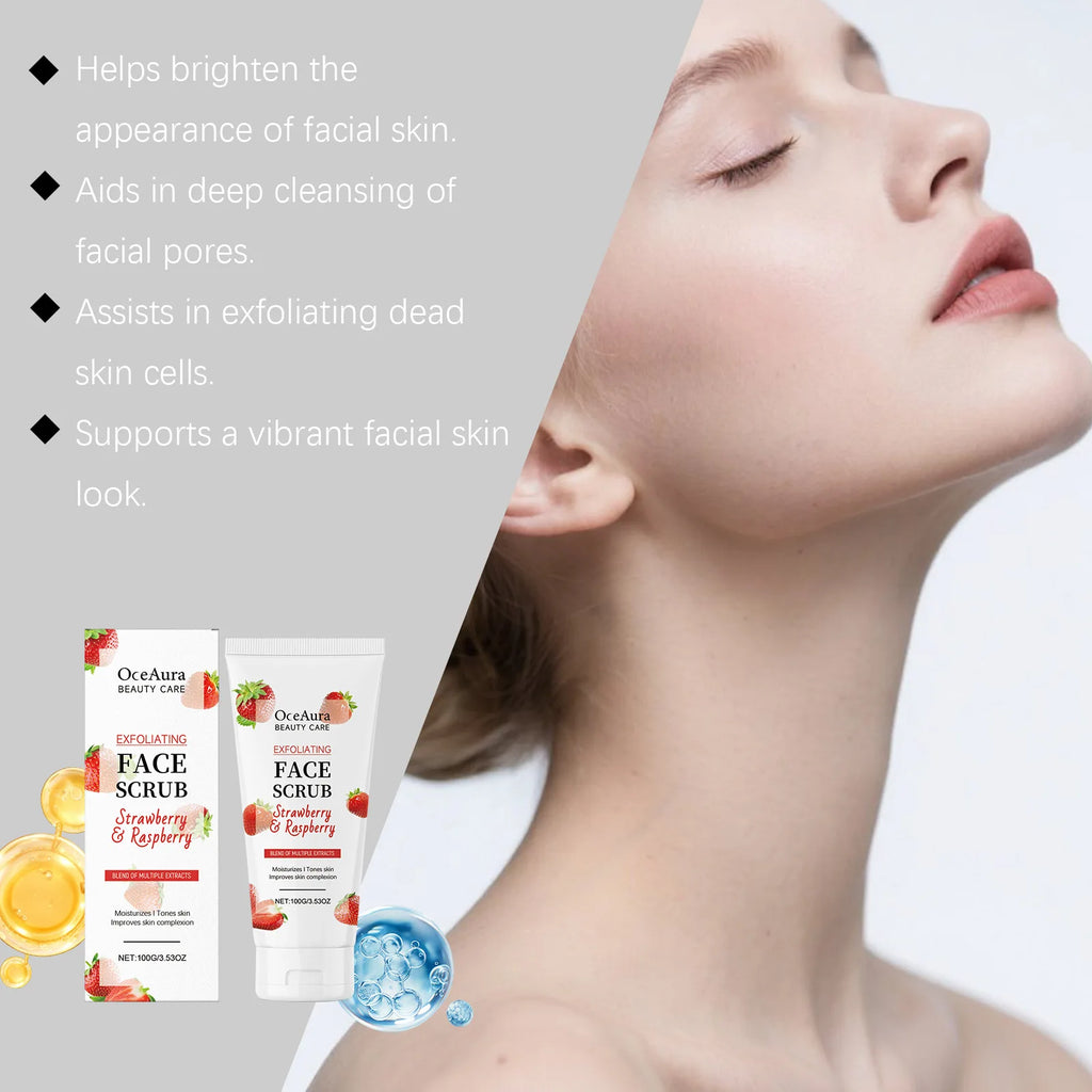 OCEAURA Facial Scrub Exfoliate Remove Blackheads Shrink Pore Improve Roughness Brighten Skin Oil Control Facial Moisturize Cream Oasis Select