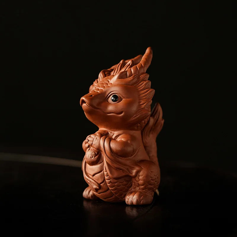 Lucky Purple Clay Cute Pixiu Tea Pet Ornament Premium Nurturable Creative Personalized Tea Play Tea Table Tea Set Accessories Oasis Select Dragon Girl-zhu Ni