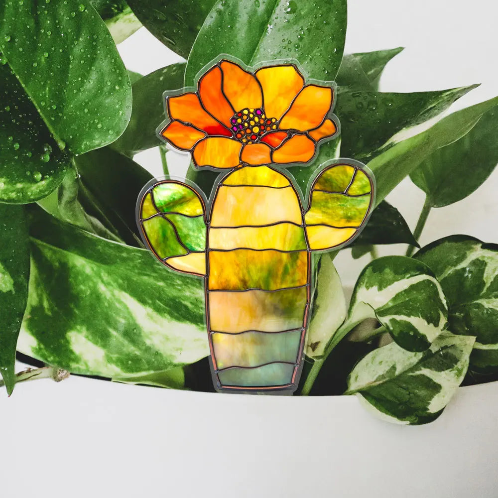 Suncatcher Stained Agave Simulation Plant Sun Catcher Home Handmade Crafts for Garden Yard Outdoor Indoor Table Desk Decorations Oasis Select