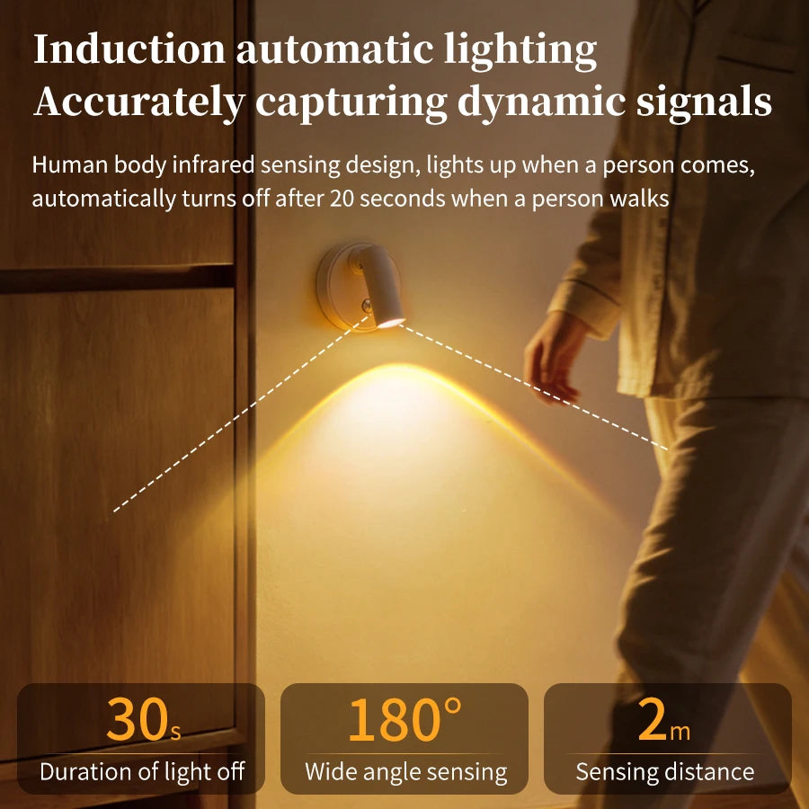 Motion Sensor LED Wall Lamp with Remote Control Rechargeable Touch Night Light Magnetic RGB Spotlight for Bedroom Hallway Stairs Oasis Select