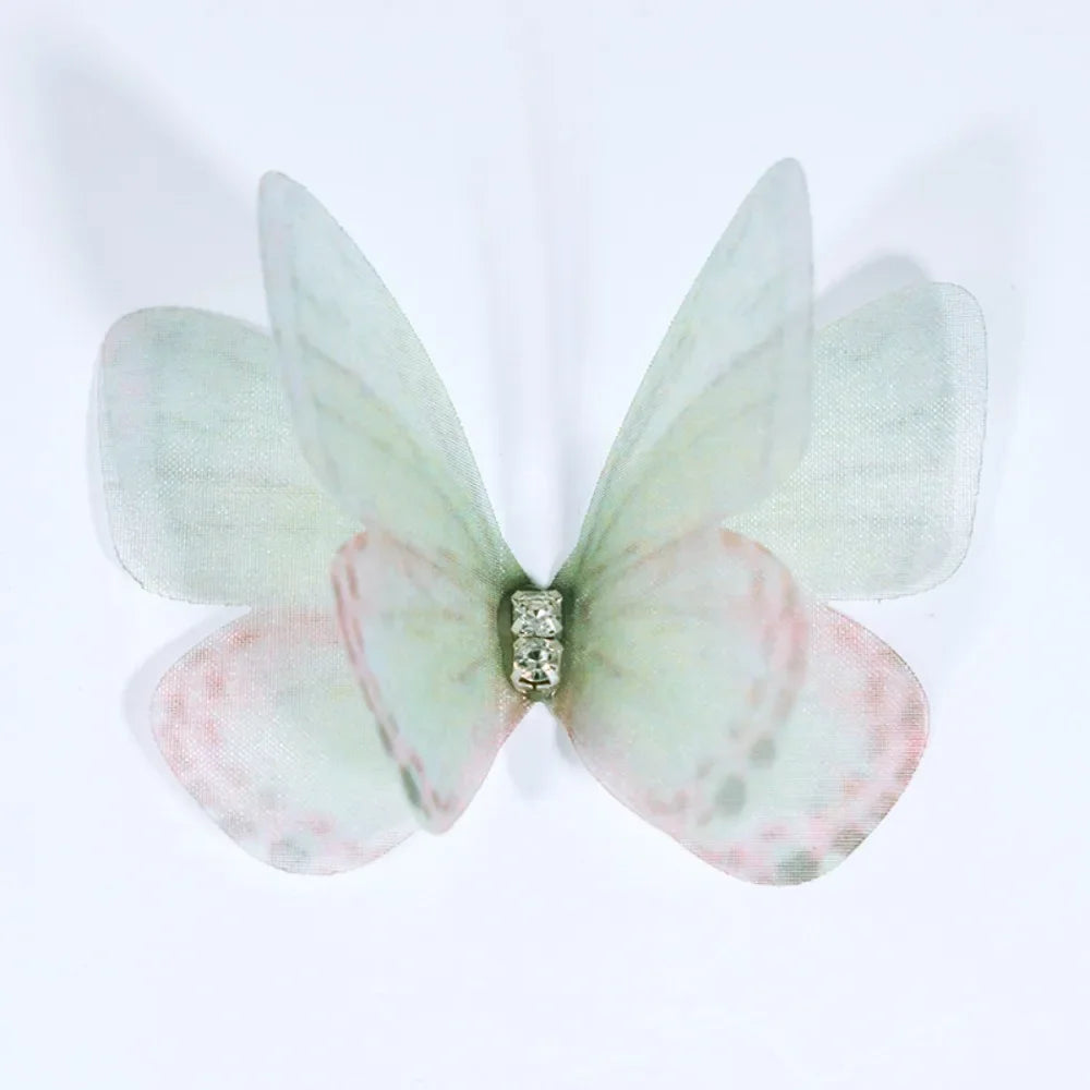 50Pcs 3D Organza Fabric Butterfly Appliques Double-layer Gradient Color Simulation Mesh Butterfly Patch Translucent Oasis Select 3-09