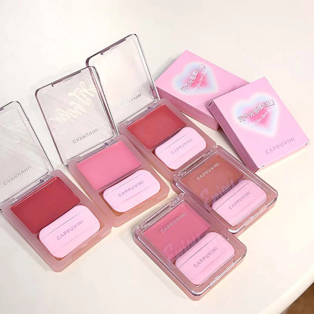 Portable Single Color Cream Blush Cute Gradient Heart Design Comes with Sponge Soft Natural Glow Blush for Daily Makeup Oasis Select