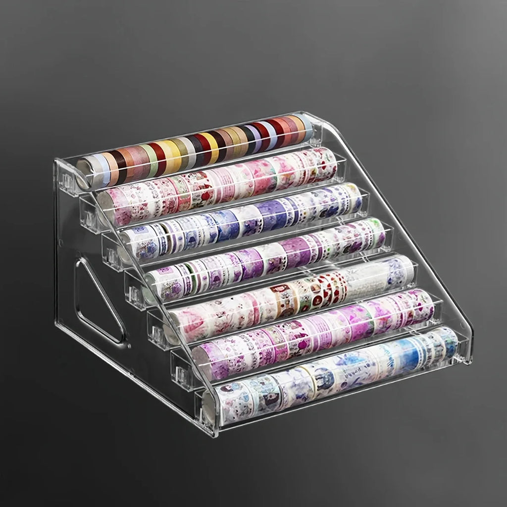 Transparent Ladder Display Rack, Hand Account Tape and Sticker Storage Rack, Cosmetics, Perfume, Nail Polish Storage Box Oasis Select