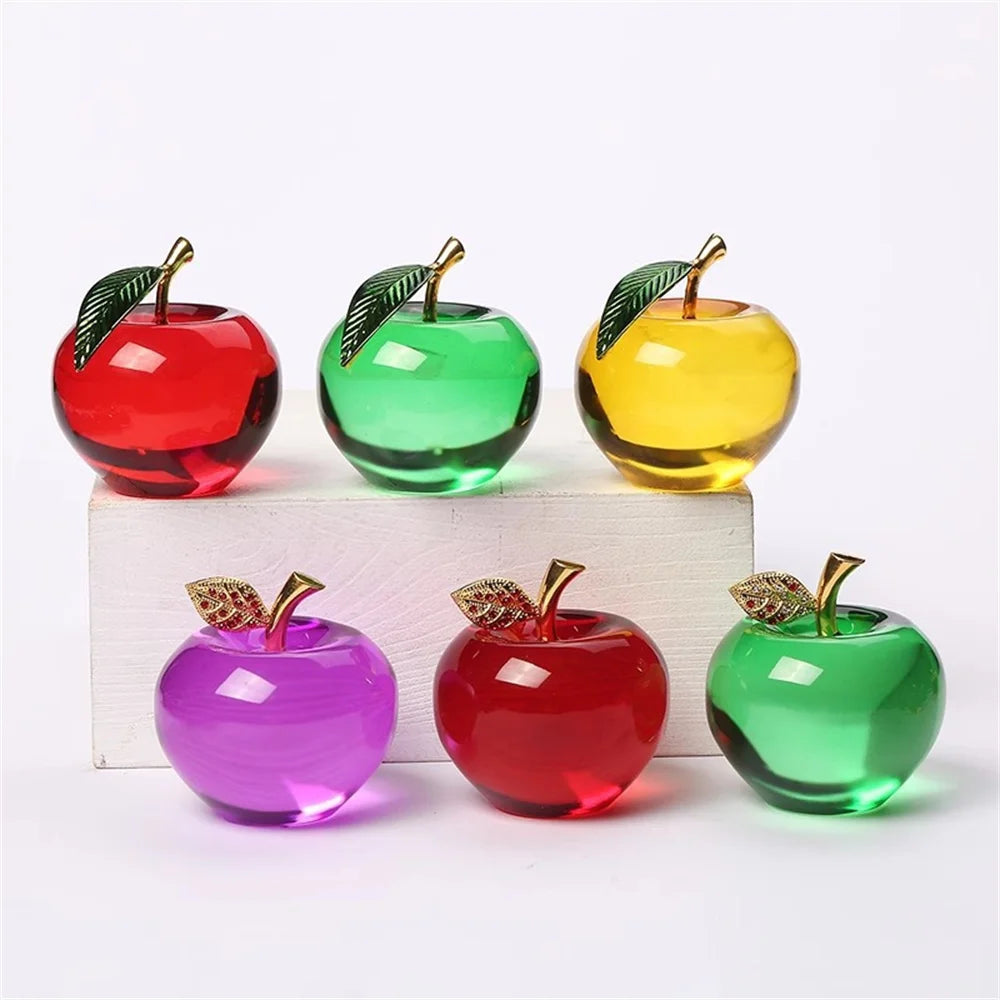 Apple Ornaments Coloured Glaze Decoration Glass Home Decoration Crystal Quartz Purple Red Pink Yellow Lucency Gift Souvenir Oasis Select