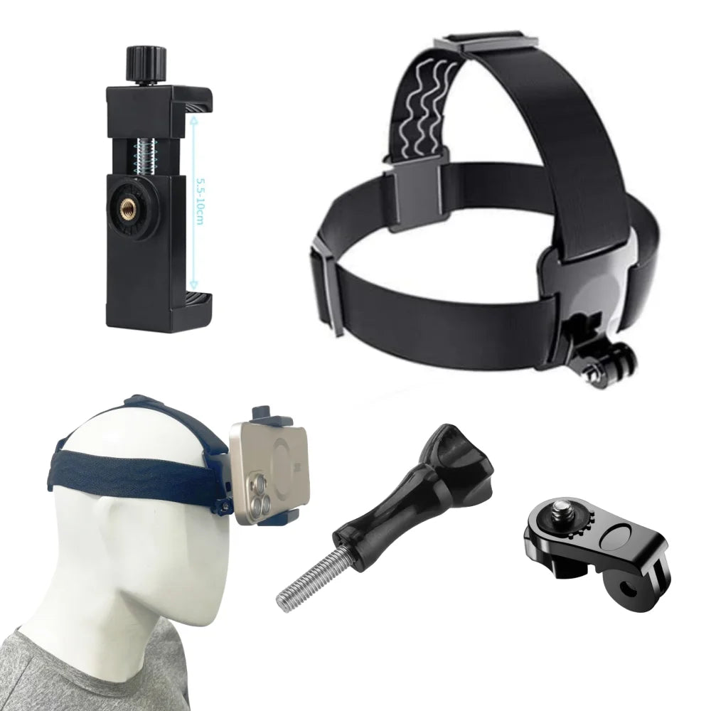 Head Strap Mount for GoPro Hero 11/10/9 & Phone Holder Kit