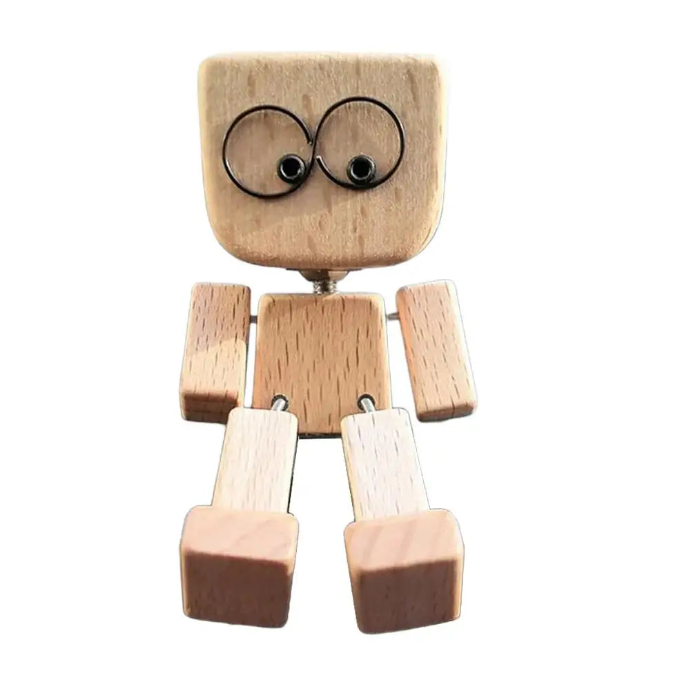 Shaking Wooden Man Car Dashboard Ornament | Magnetic Expressions