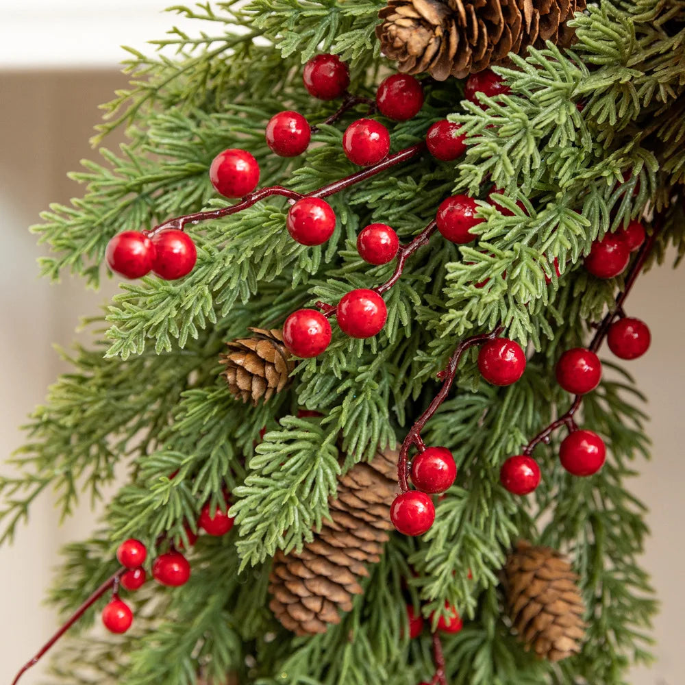 Christmas Bow Red Fruit Artificial Simulation Wreath for Home Interior and Exterior Decoration plant garden decoration Oasis Select