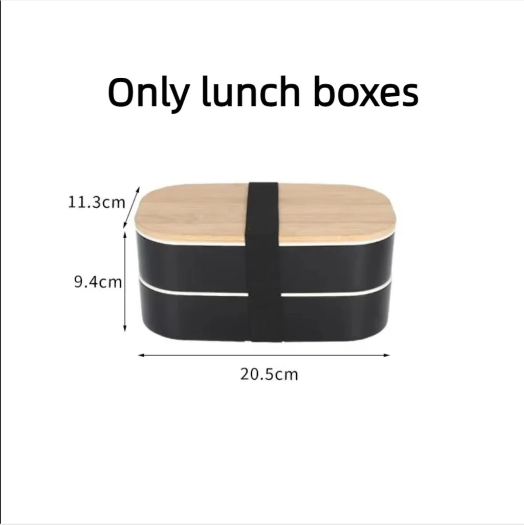 Stackable Bento Box with Utensils 1200ML All-in-One Meal Prep Compartment Lunch Containers Leak Resistant Lunch Box Oasis Select Black-E