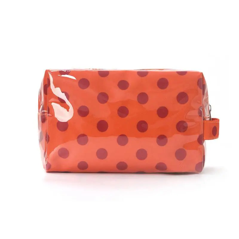 Polka Dot PVC Cosmetic Bag – Waterproof Travel Toiletry Organizer