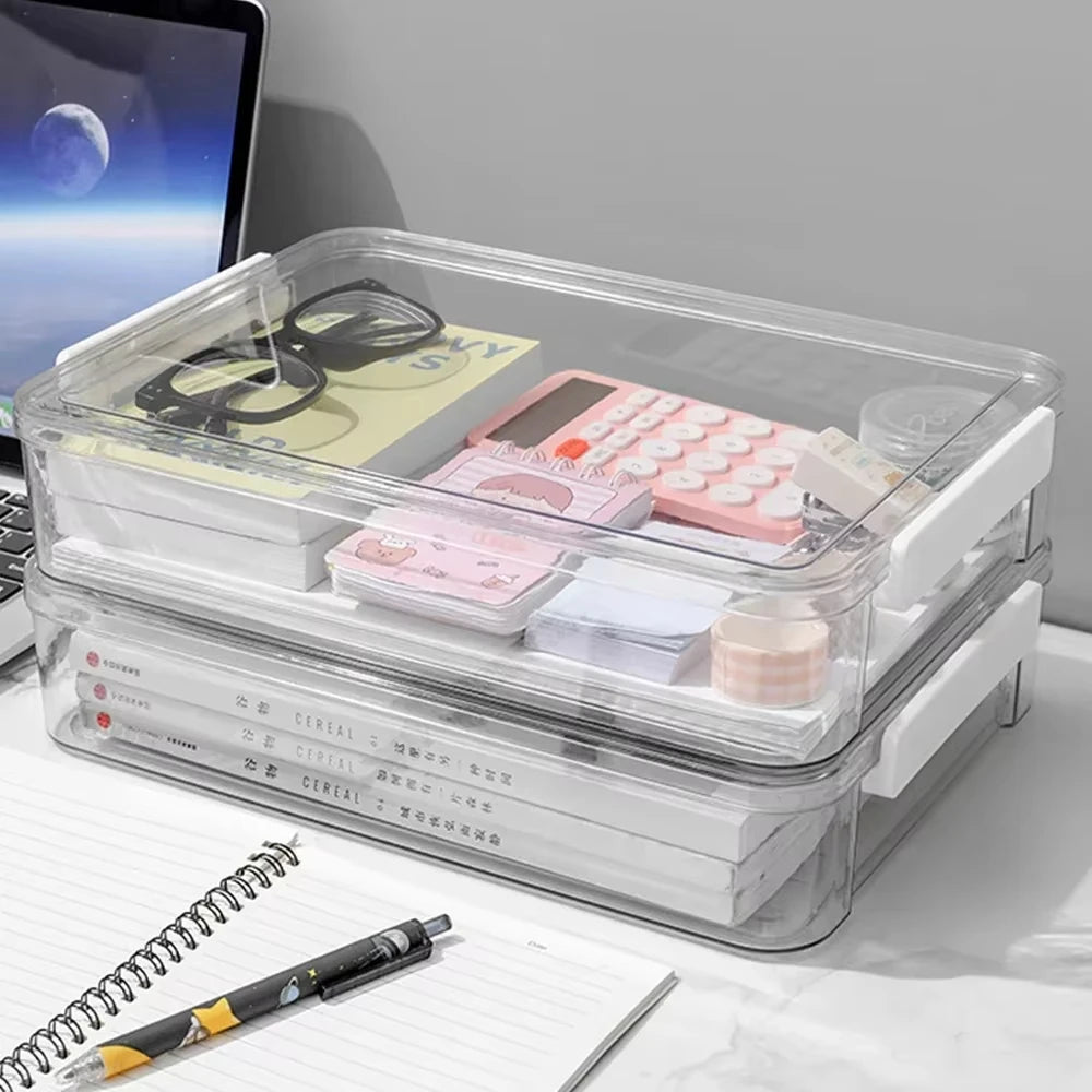 Acrylic Transparent Desktop Paper Storage Box A4 File Document Exam Paper Organizer Household Dust Proof Card Holder Case Oasis Select