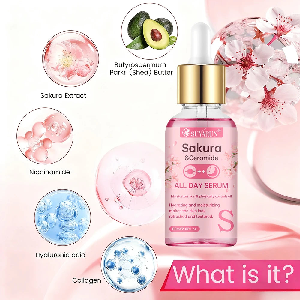 SUYARUN Sakura & Ceramide Serum – Anti-Aging Hydrating Facial Face Serum Oasis Select