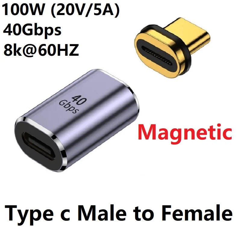 Type c USB C Male to Female USB4.0 Magnetic Adapter 8k USB C To Type C 40Gbps 100W 140W 5A Fast Charging Magnet Converter Oasis Select 100W Straight