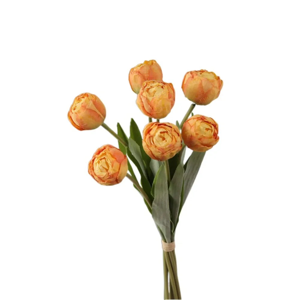 7-Head Artificial Silk Tulip Branches | Realistic Faux Flowers