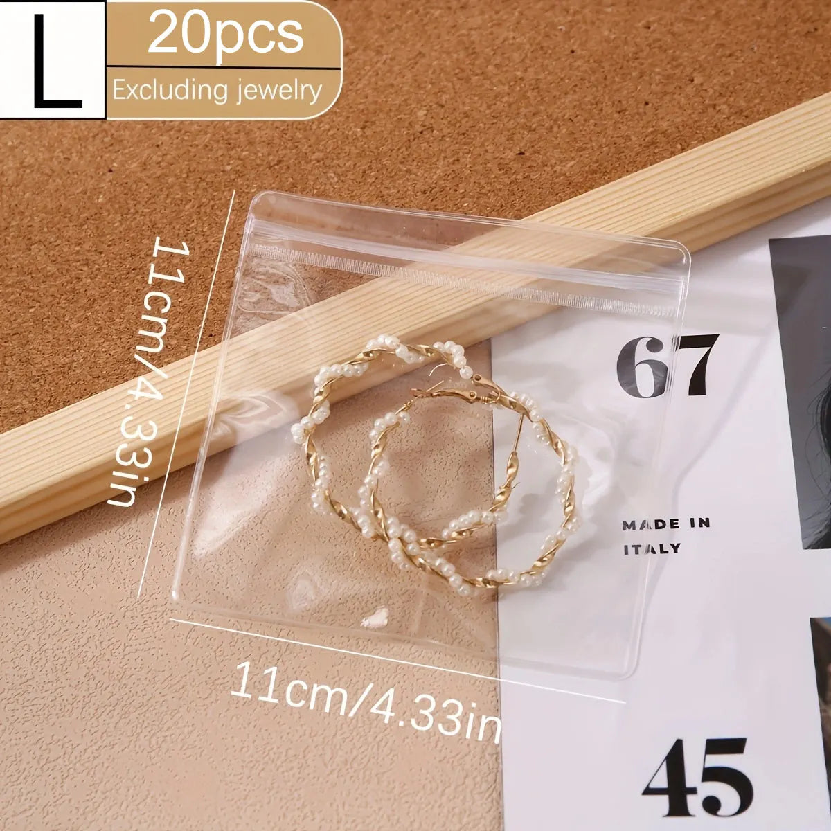 20pcs,Transparent PVC jewelry bag, jewelry zipper storage bag, ring, earring, necklace anti-oxidation packaging bag Oasis Select L - 20pcs