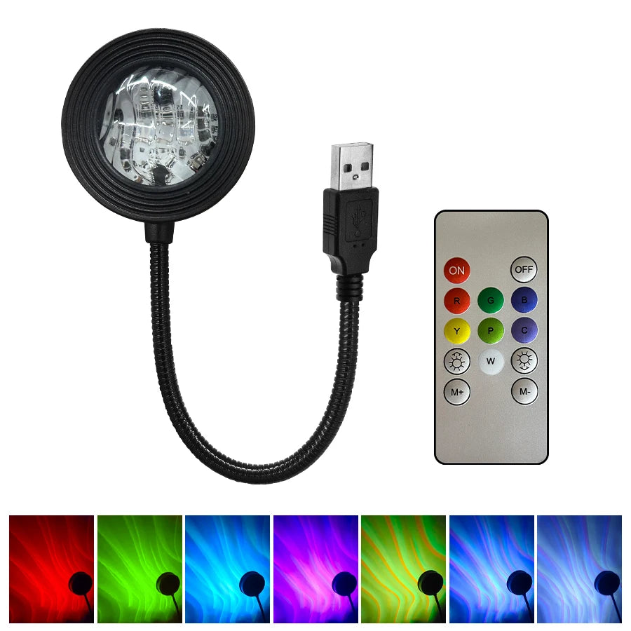 USB Sunset Projector Night Light – Colorful Ambient Room Lamp Ambient Projector Lamp Oasis Select 1 remote 1 lamp