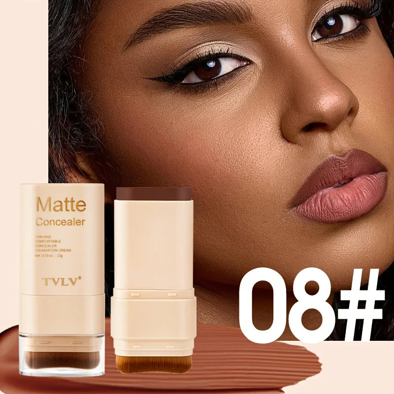 2-in-1 Concealer Eraser Dual-Head Foundation Stick with Brush Head Nine Colors European and American Waterproof Non-Caking Solid Foundation Cream 15G/Stick - 1 Stick Oasis Select 08 15g