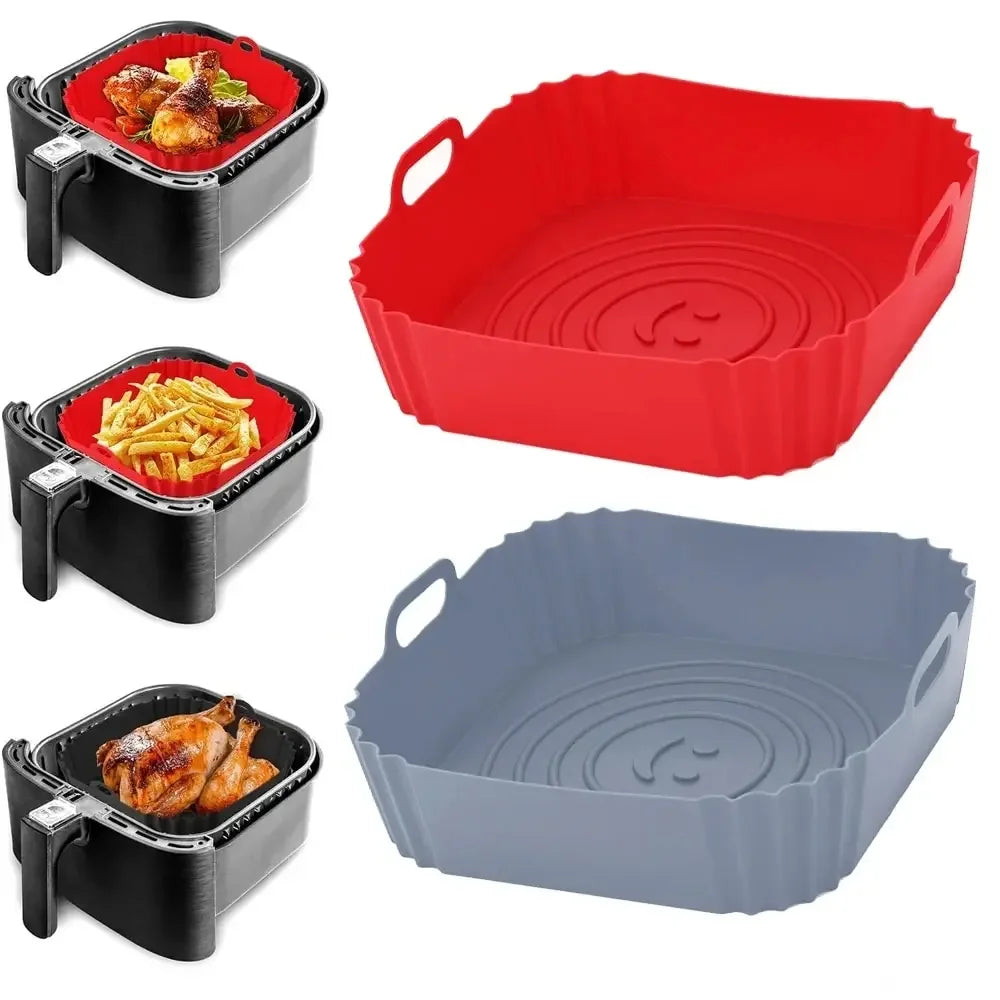Reusable Airfryer Pan Liner Accessories Silicone Air Fryers Oven Baking Tray Pizza Fried Chicken Airfryer Silicone Basket Oasis Select