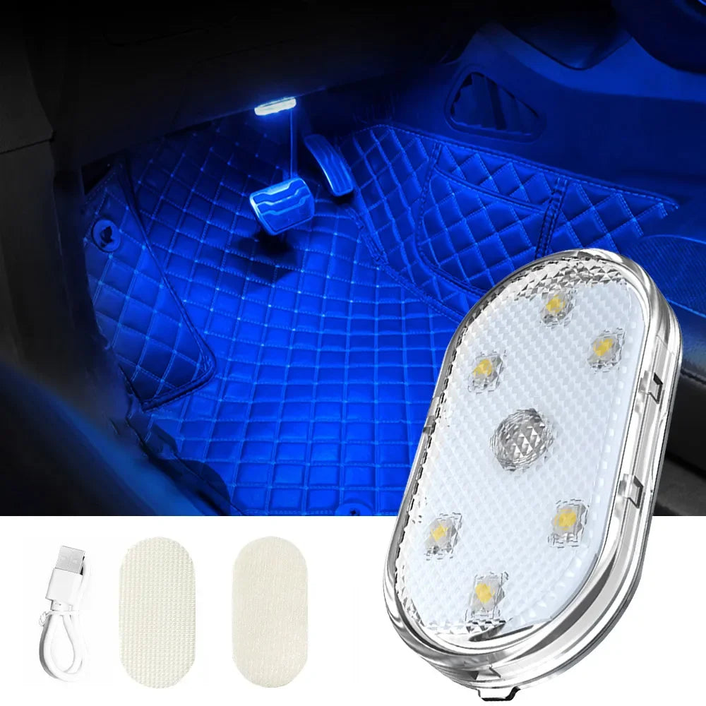 1/2pcs LED Touch Light Hand Car Roof Ceiling Lamp Indoor Car Lighting Night Reading Light Reading Lamp Car Interior Lights Oasis Select blue