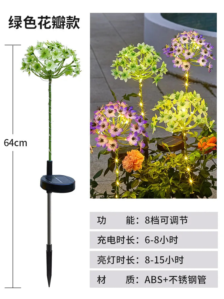 LED Solar Waterproof Lotus Lamp, Ground Insert Lamp, Outdoor Garden Lawn Lamp Solar Garden Light Oasis Select green 5W