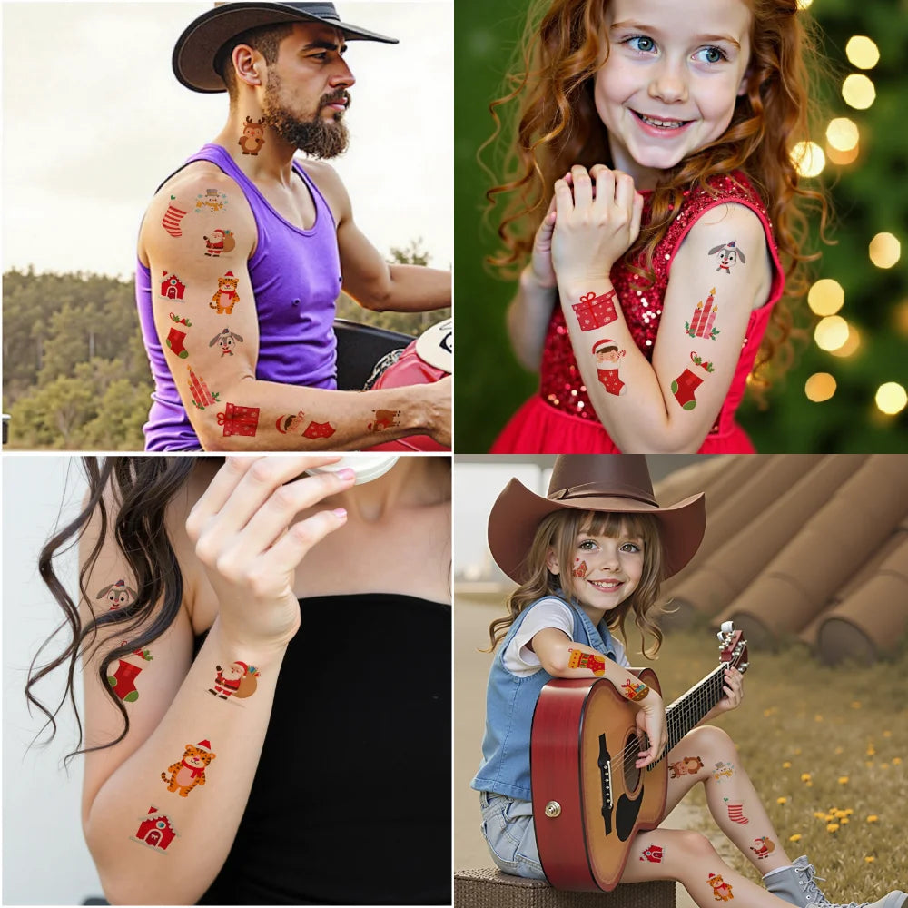 54pcs Christmas Temporary Tattoo Stickers for Kids – Holiday Set Temporary Tattoo Stickers Oasis Select