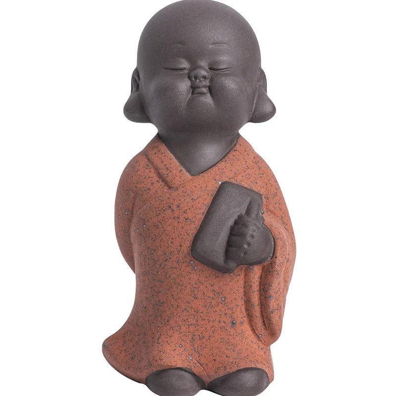 Creative Purple Clay Little Monk Zen Figure Cute Small Novice Desktop Decoration Tea Table Tea Ceremony Tea Pet Ornament Oasis Select