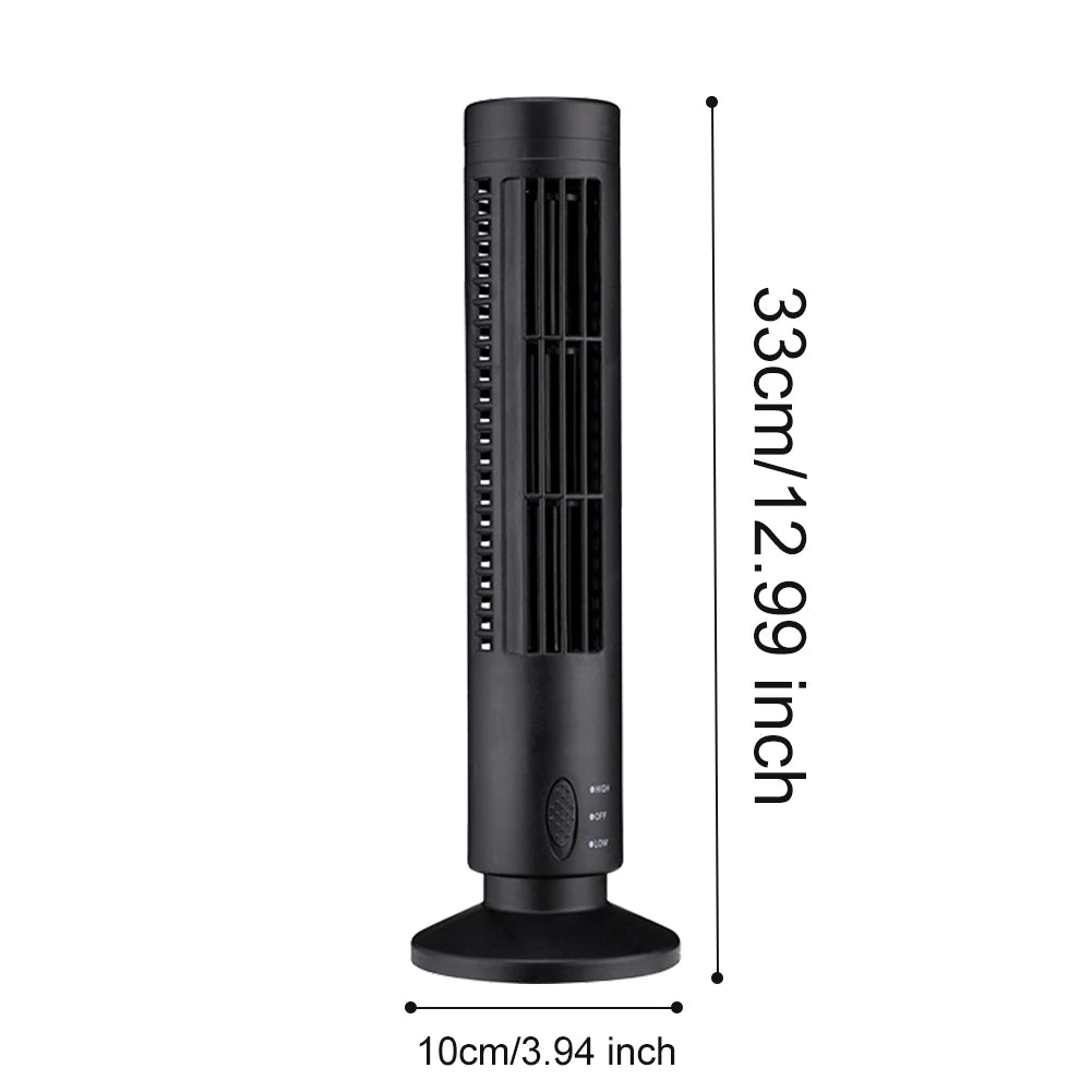 LED Bladeless Tower Fan – USB Portable 2-Speed Floor Fan Bladeless Tower Fan Oasis Select