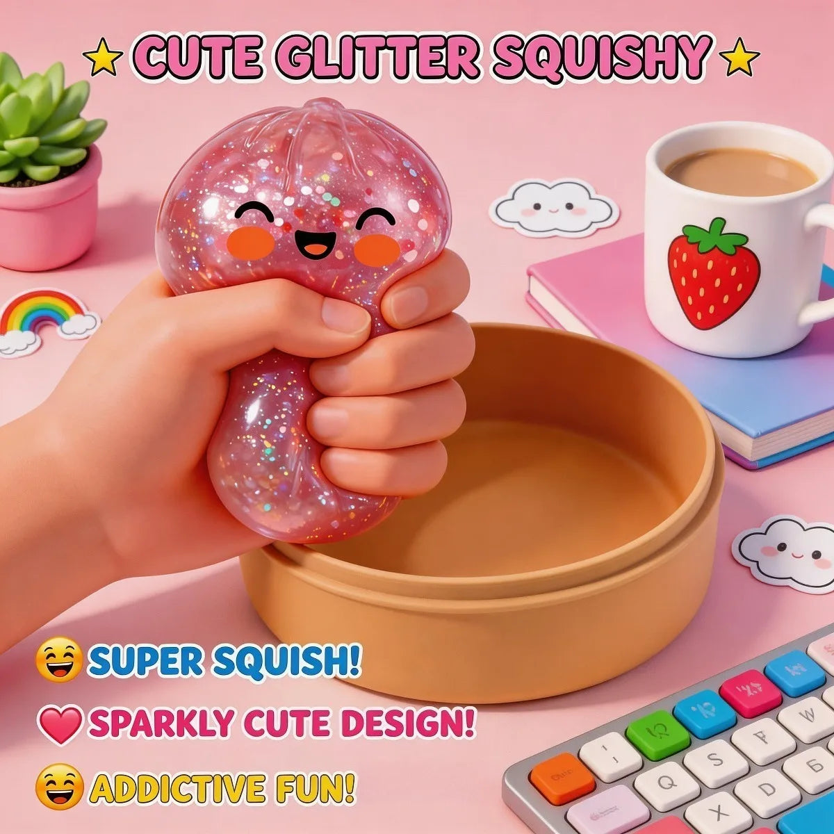 Colorful Crystal Steamed Bun Squeeze Toy Reusable Fun Stress-Relief Slow Rebound Flash Dumpling Desktop Decoration Party Gifts Oasis Select