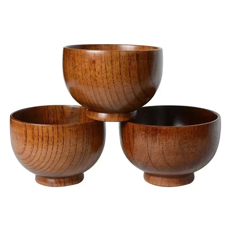 Japanese Style Wooden Bowl Jujube Wooden Bowl Round Large Soup Bowl Creative Children's Rice Bowl Tableware Oasis Select