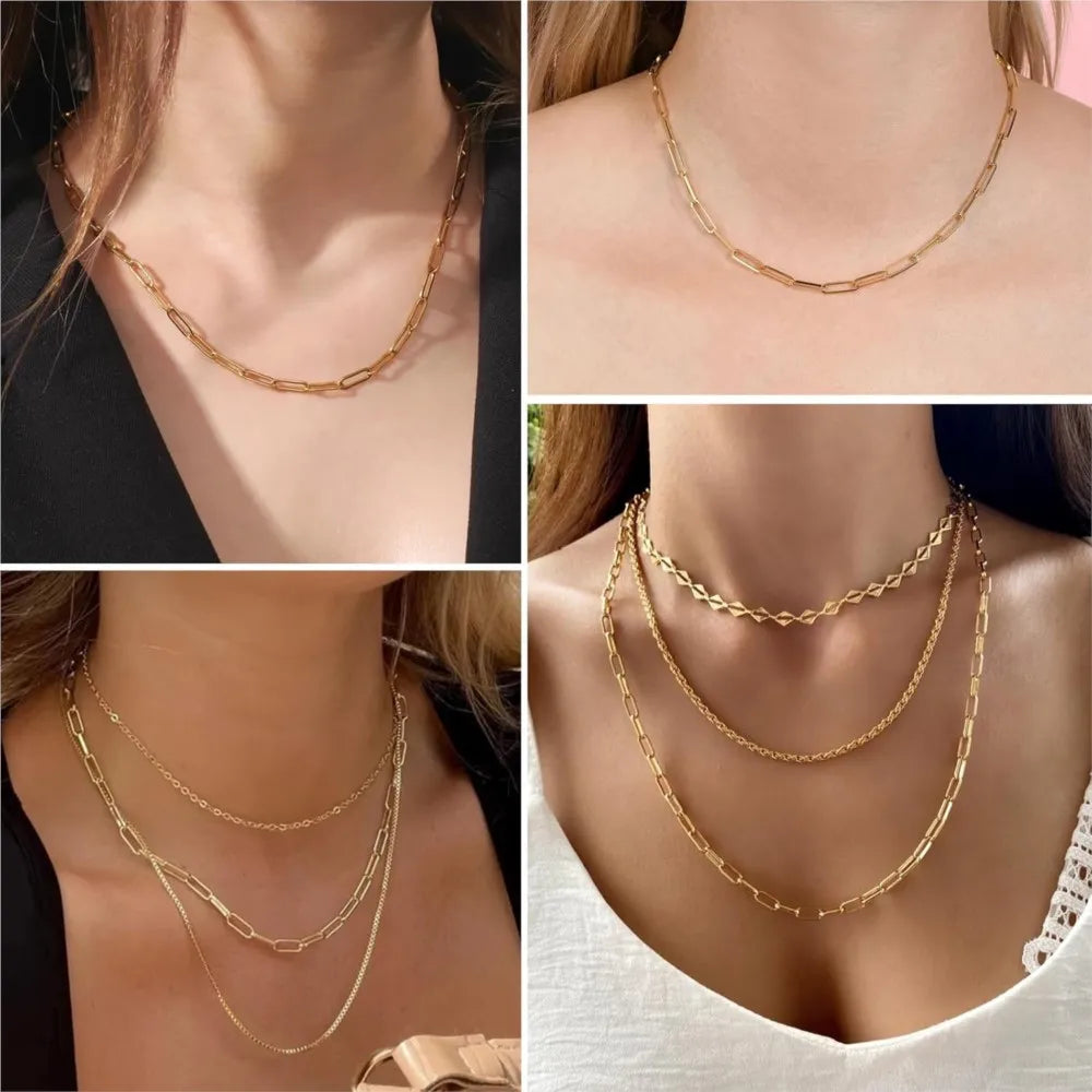 2meter 18K Gold PVD Plated Stainless Steel Paperclip Chains Oval Link Bulk for DIY Bracelet Necklace Jewelry Craft Making Oasis Select