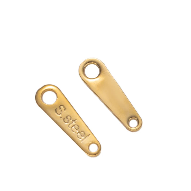 No Fade 50pcs Stainless Steel End Charms Pendants Vacuum Plating Gold Color Chain Extension Tail Charms for Jewelry Making DIY Oasis Select Rectangle GD