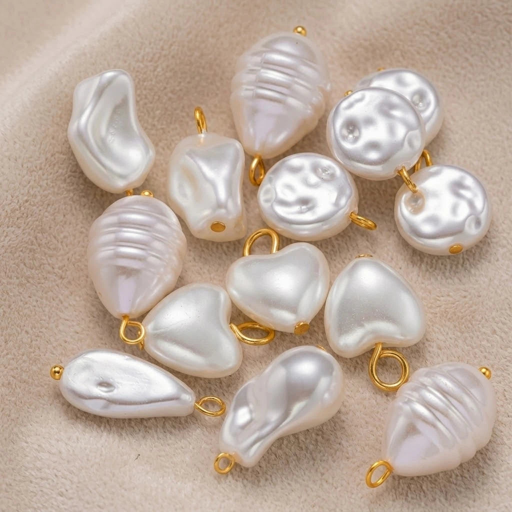 10Pcs Stainless Steel Pearl Pendant Charms Dangles Irregular Pear Pendant with Hoop for DIY Necklaces Earrings Jewelry Making Oasis Select