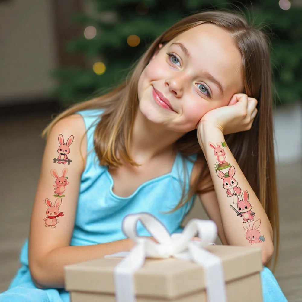 54-Piece Waterproof Temporary Tattoo Stickers – Cartoon Rabbit